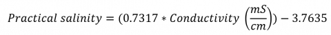 conductivity salinity linear equation converting
