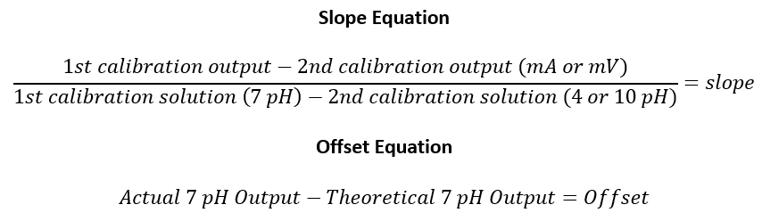 pH sensor slope and offset equation