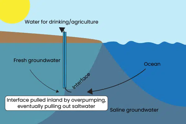 Saltwater intrusion forces with pumping